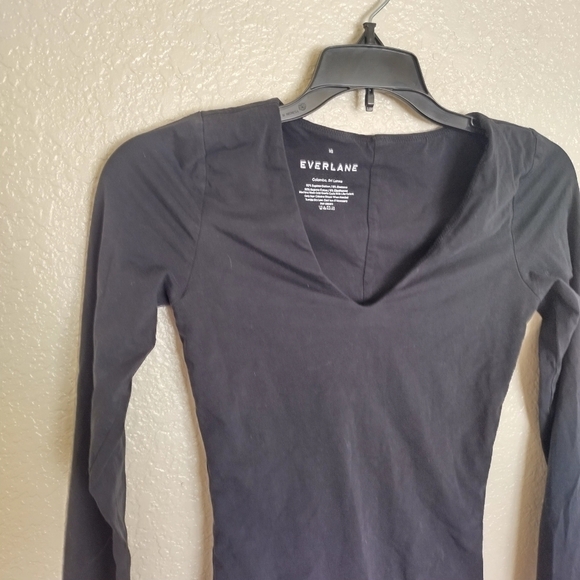 Everlane v neck long sleeve black bodysuit sz S - Picture 7 of 8